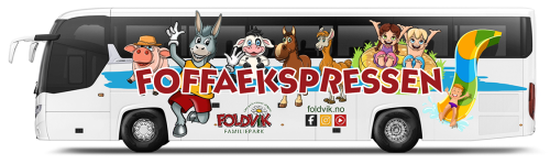 Bilde av Foffaekspressen med bilde av Foffa og dyr fra gården.
