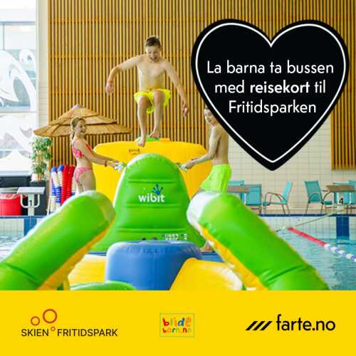 Bilde av annonse for barn som kan reise alene med Farte til Skien fritidspark.